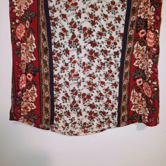 Lucky Brand Floral Scarf V-Neck Blouse-Small-Elastic Cuffs-Lightweight-Boho - Picture 4 of 9
